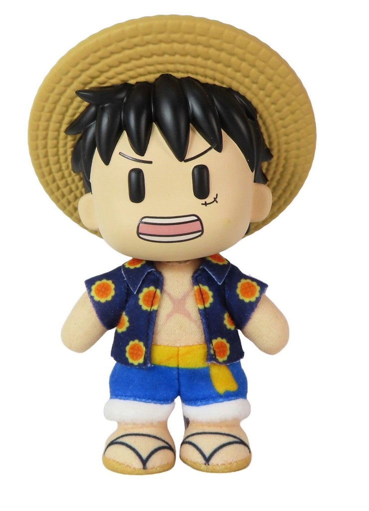 ONE PIECE - LUFFY DRESS ROZA PLASTIC HEAD MOVABLE VER PLUSH 4.5"H - Great Eastern Entertainment