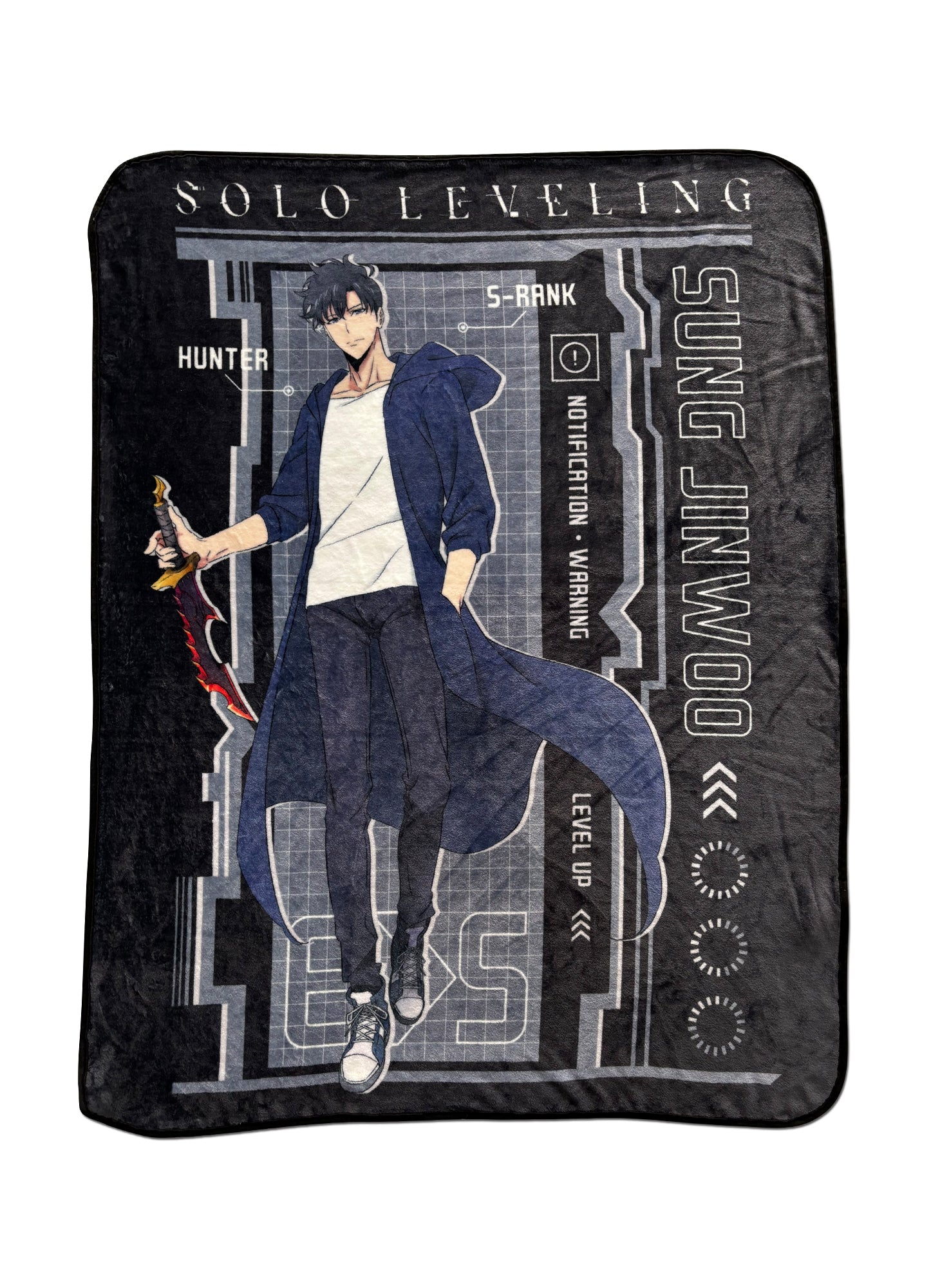 SOLO LEVELING - SUNG JINWOO SOLO WITH NAME COLOR ART THROW BLANKET