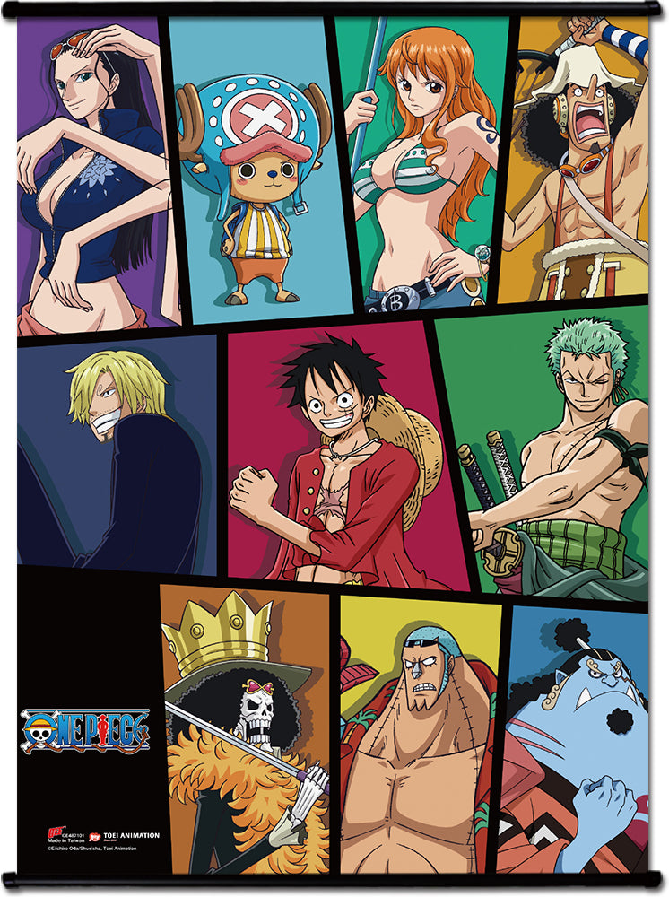 One Piece - Straw Hats Crew Portraits Collage Wallscroll