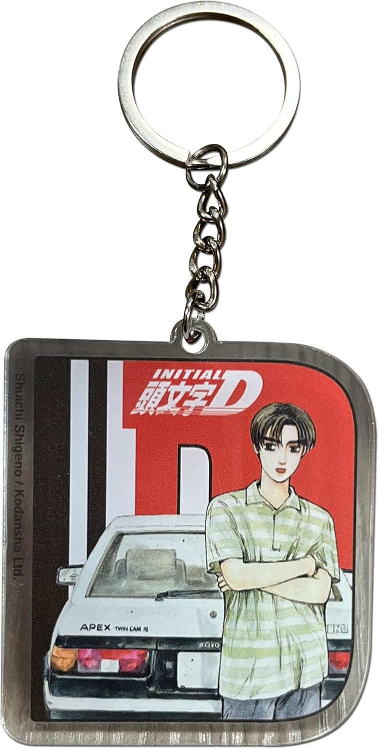 Initial D Manga - D-Shaped Fujiwara Takumi & AE86 Keychain