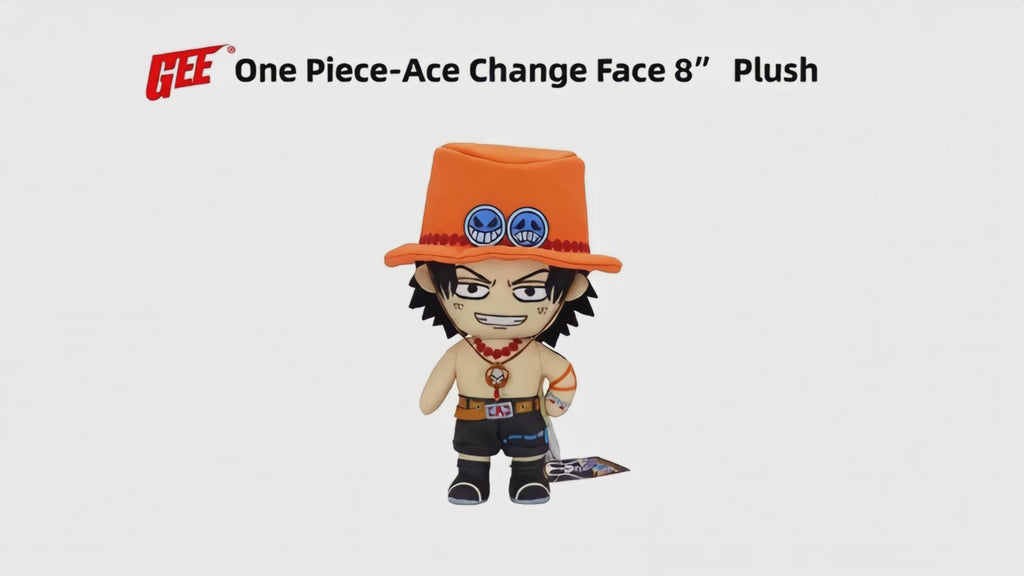 One Piece - Portgas D. Ace (Face Changing) Plush 8" H