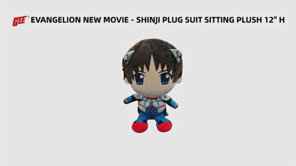 EVANGELION NEW MOVIE - SHINJI PLUG SUIT SITTING PLUSH 12" H