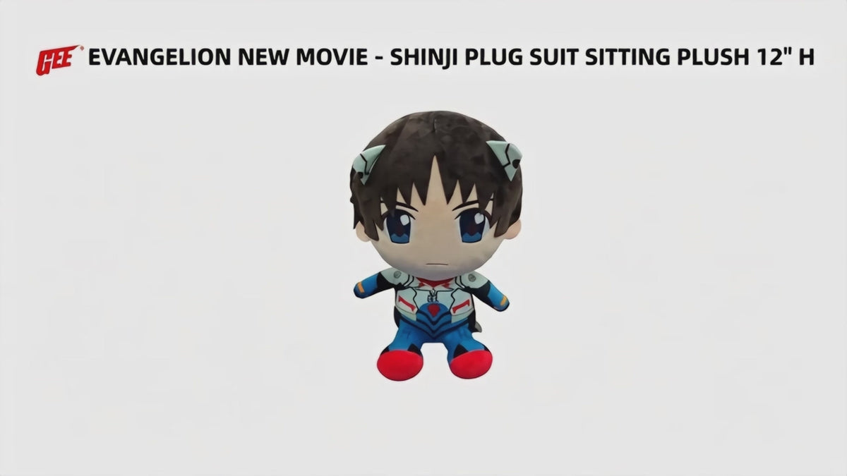 EVANGELION NEW MOVIE - SHINJI PLUG SUIT SITTING PLUSH 12" H