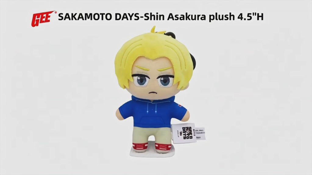 Sakamoto Days - Shin Asakura Mini Plush w/ Spring Clip 5" H