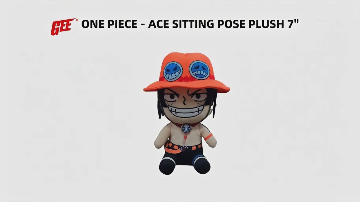 One Piece - Portgas D. Ace Sitting Pose Plush 7"H