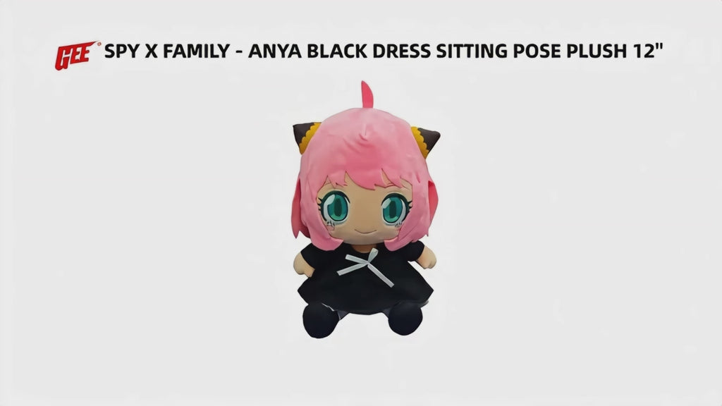 Spy X Family - Anya Forger Black Dress Sitting Pose Plush 12"H