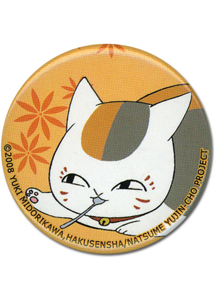 Natsume's Book Of Friends - Nyanko-sensei (Madara) With Spoon Button 1.25" - Great Eastern Entertainment