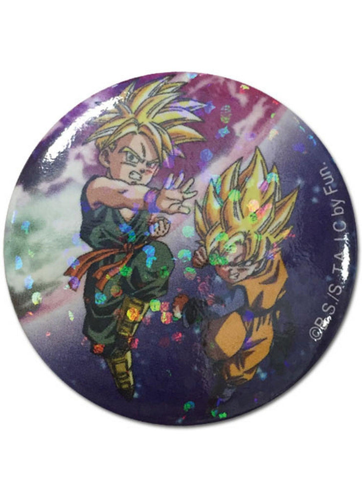 Dragon Ball Z - Super Saiyan Trunks And Son Goten Glitter Button - Great Eastern Entertainment