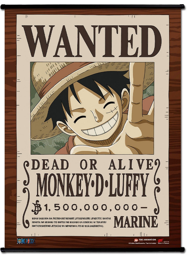 One Piece - Wanted Poster Monkey D. Luffy Wall Scroll