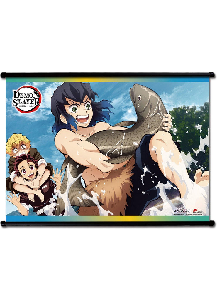 Demon Slayer - Hashibira Inosuke Catching Fish Wall Scroll