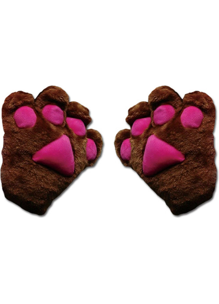 Dark Brown Paw Plush Gloves