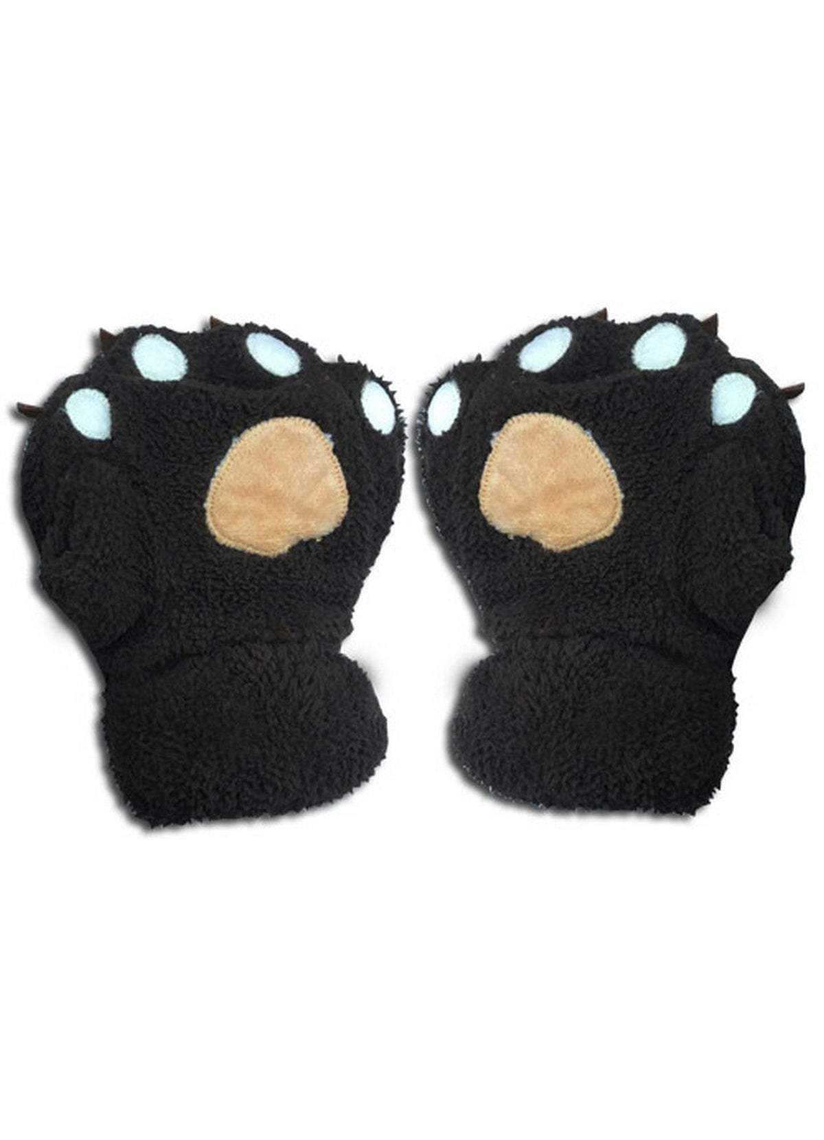 Dark Brown Paw Plush Gloves