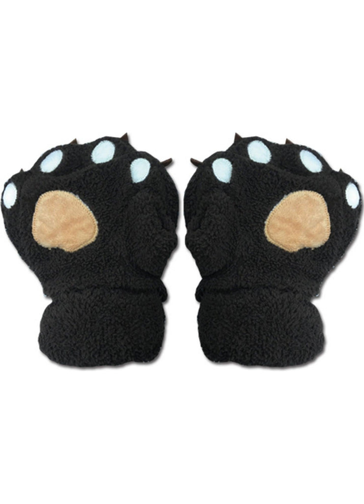 Gray Paw Fingerless Plush Gloves
