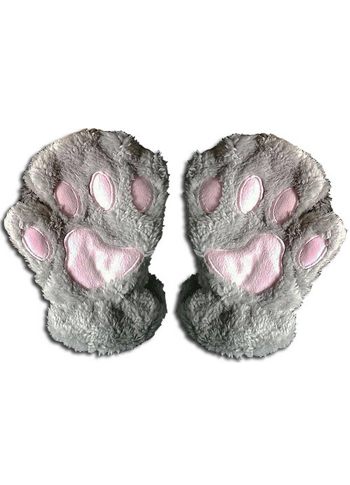 Gray Paw Fingerless Plush Gloves