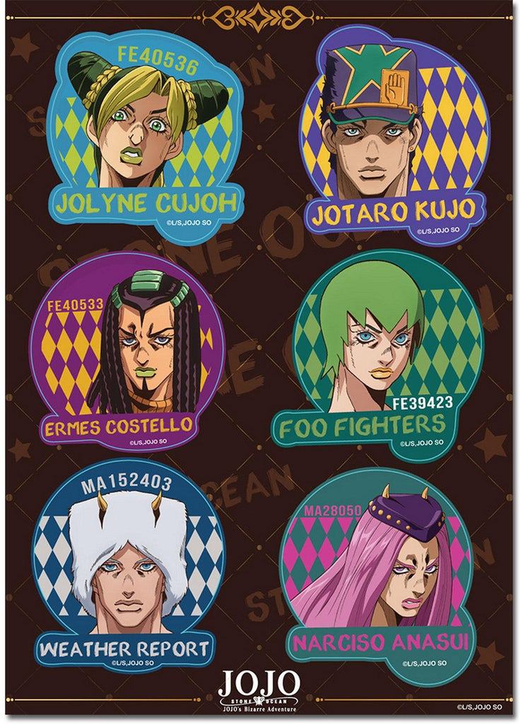 Jojo S5 Stone Ocean - Jolyne Cujoh & Partner Sticker Set 5"X7"