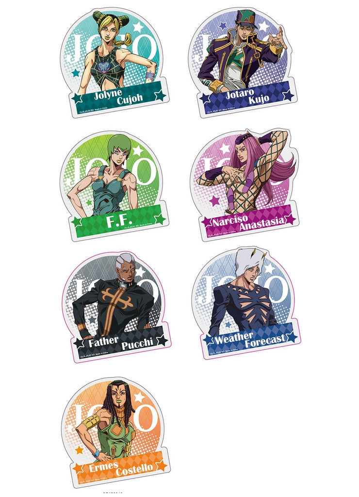 Jojo's S5 Stone Ocean - Group Character Rhombus Line Background Transparent Sticker Set