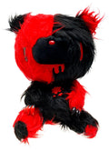 Gloomy Bear - Black Red Gloomy Bear Sitting Pose Long Hair Fur Plush 7"H