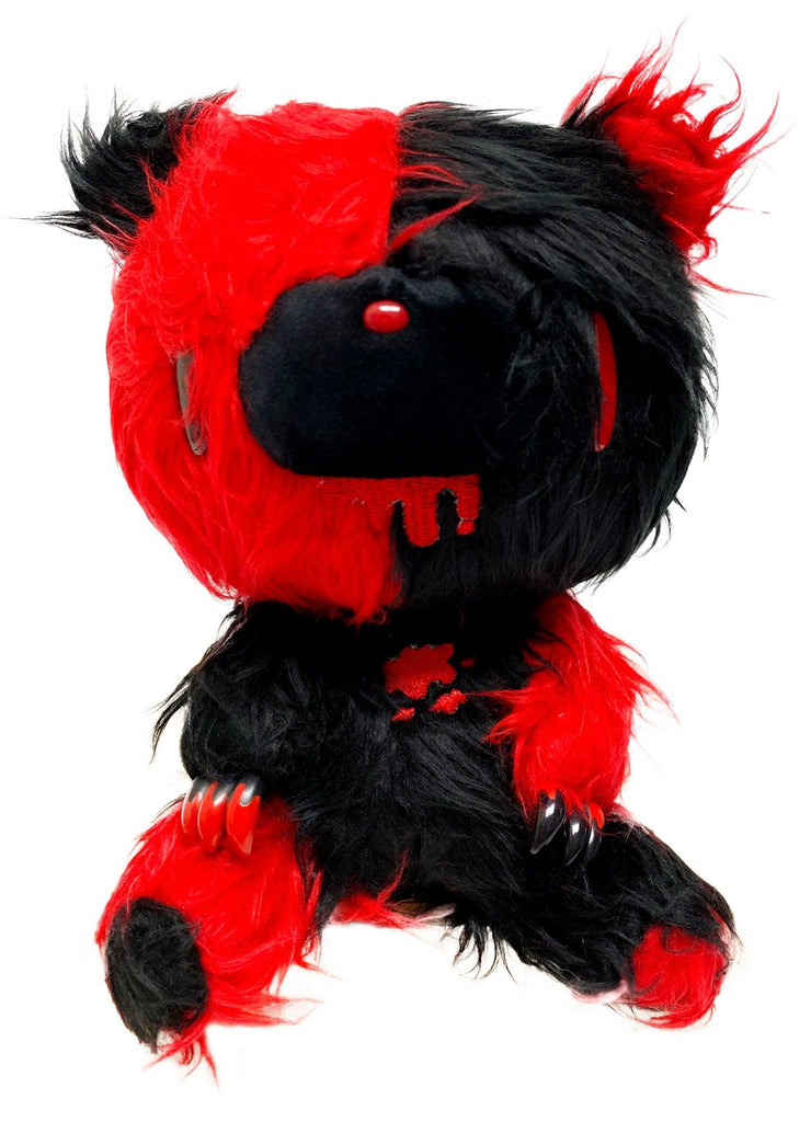 Gloomy Bear - Black Red Gloomy Bear Sitting Pose Long Hair Fur Plush 7"H