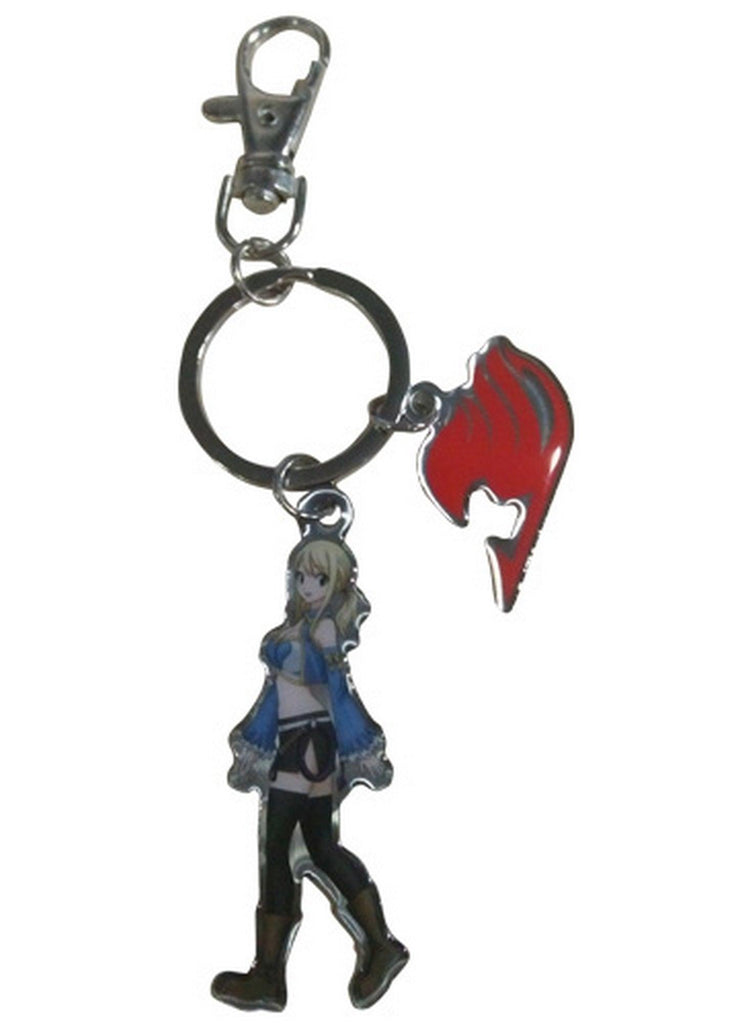 Fairy Tail S7 - Lucy Heartfilia With Fairtail Tail Symbol Metal Keychain - Great Eastern Entertainment