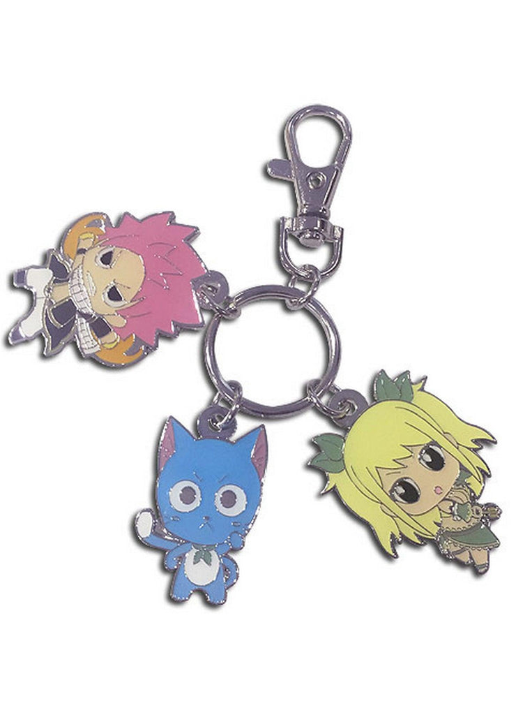 Fairy Tail S8 - SD Natsu Dragneel, Happy, and Lucy Heartfilia Metal Keychain - Great Eastern Entertainment