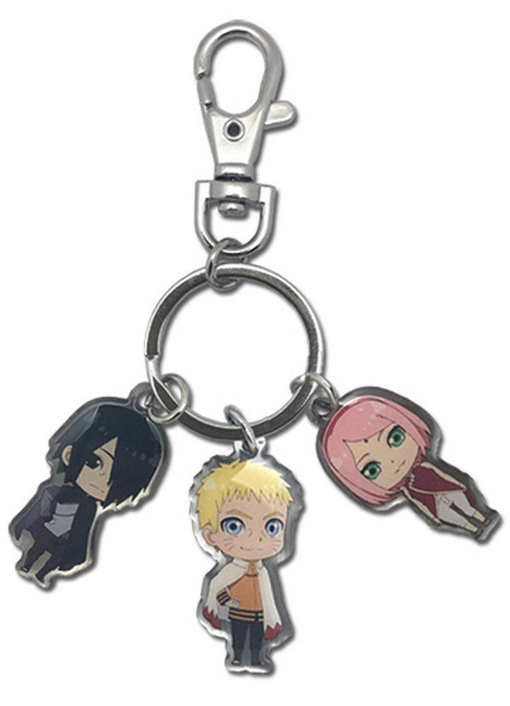 Boruto Uzumaki: Naruto Next Generation - Adult Naruto Uzumaki, Sasuke Uchiha, and Sakura Haruno Metal Keychain - Great Eastern Entertainment