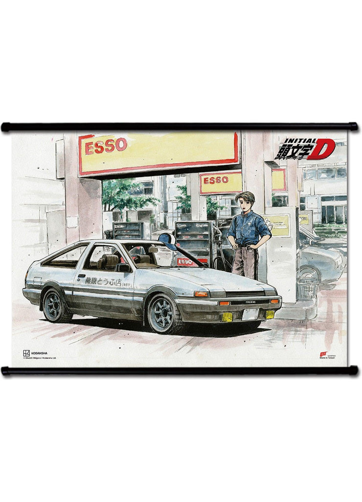 Initial D (Manga) - Takumi Fujiwara & AE86 #C Wall Scroll 31"W x 43"H