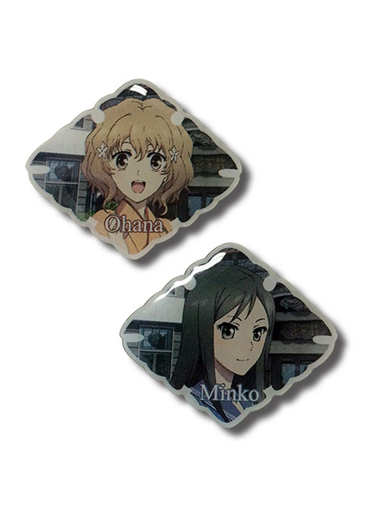 Hanasaku Iroha - Ohana Matsumae & Minko Tsurugi Metal Pins - Great Eastern Entertainment