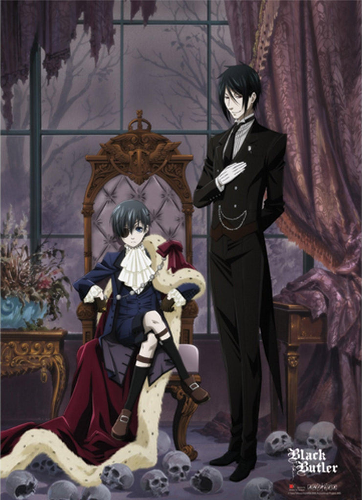 Black Butler - Ciel Phantomhive With Clock Wall Scroll - Great Eastern Entertainment