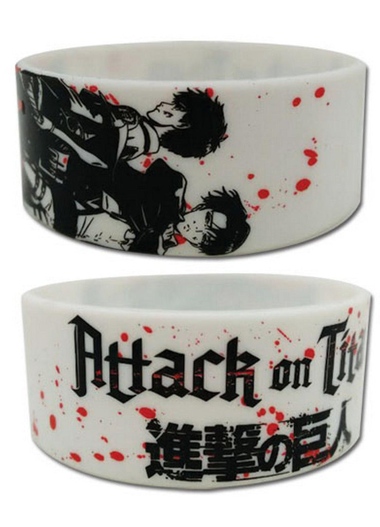 Attack on Titan - Eren Yeager & Levi Ackerman White PVC Wristband - Great Eastern Entertainment