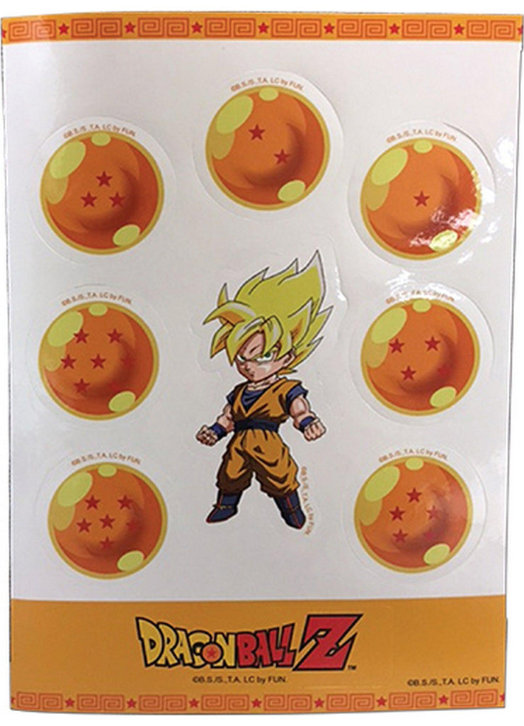 Dragon Ball Z - Dragon Balls & Son Goku Super Saiyan SD Sticker Set 5"X7" - Great Eastern Entertainment