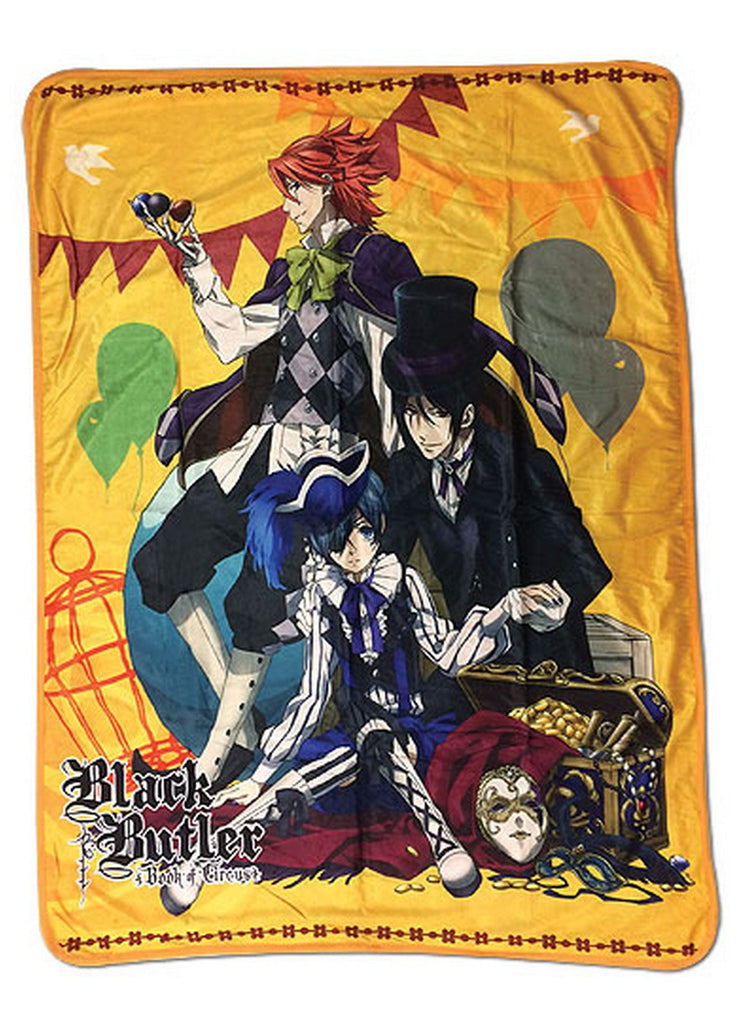 Black Butler Book Of Circus - Ciel Phantomhive, Sebastian Michaelis & Joker Sublimation Throw Blanket - Great Eastern Entertainment