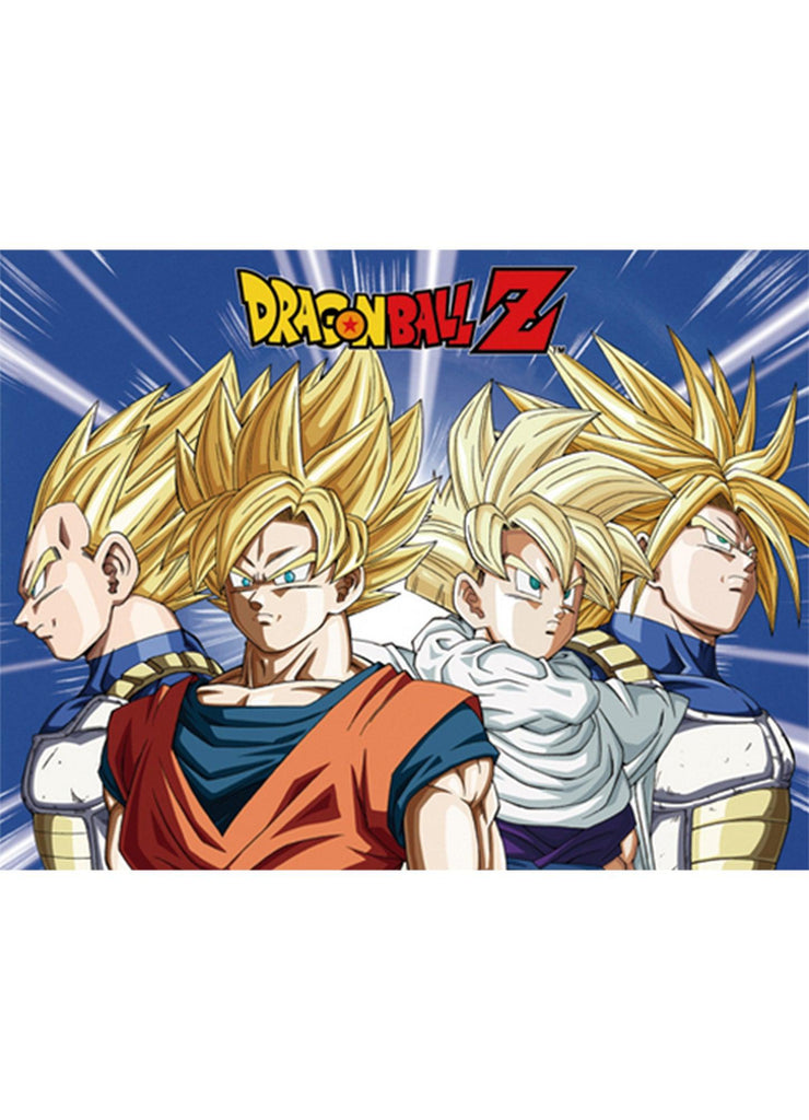 Dragon Ball Z - Super Saiyan Vegeta, Goku, Son Gohan, & Trunks Sublimation Throw Blanket 46"W x 60"H