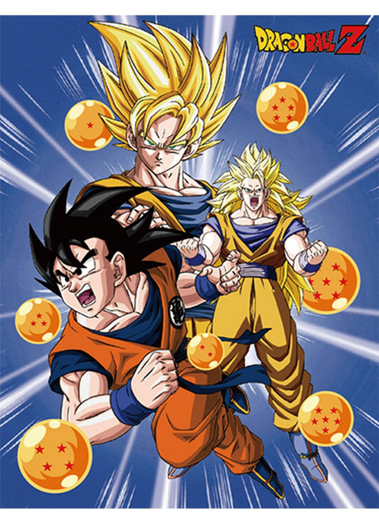 Dragon Ball Z - Son Goku 3 Form 3 Sublimation Throw Blanket 46"W x 60"H