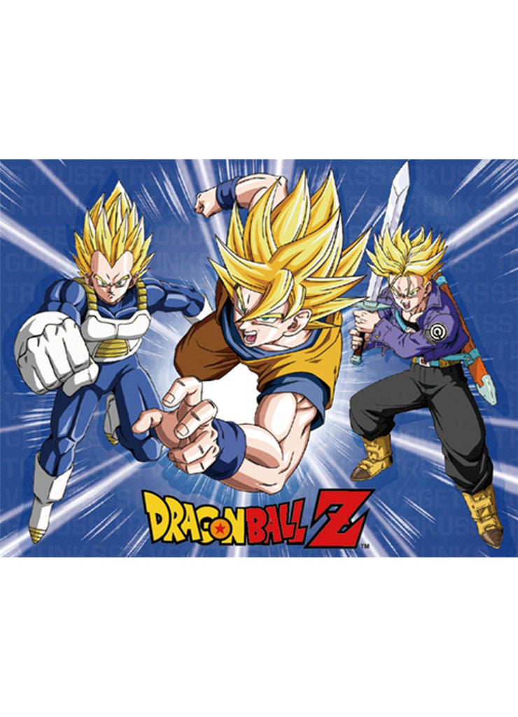 Dragon Ball Z - Son Goku, Trunk, & Vegeta Super Saiyan Sublimation Throw Blanket 46"W x 60"H