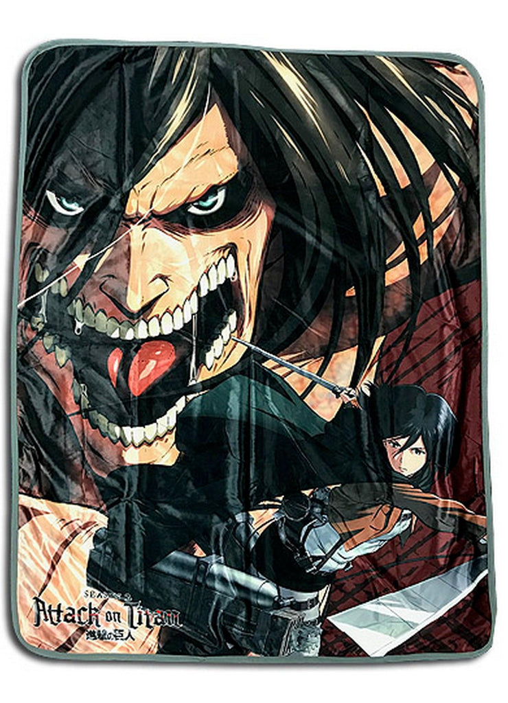 Attack on Titan Season 2 - Eren Yeager & Mikasa Ackerman Sublimation Throw Blanket - Great Eastern Entertainment