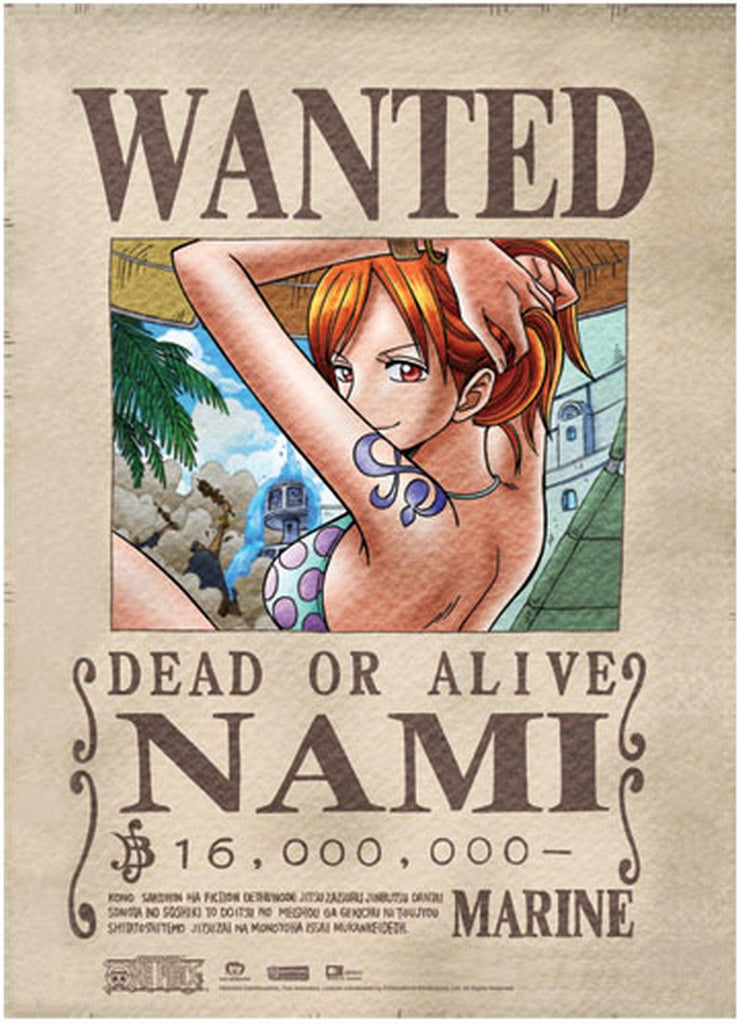 One Piece 0 Nami Wanted Wall Scroll 31"W x 43"H