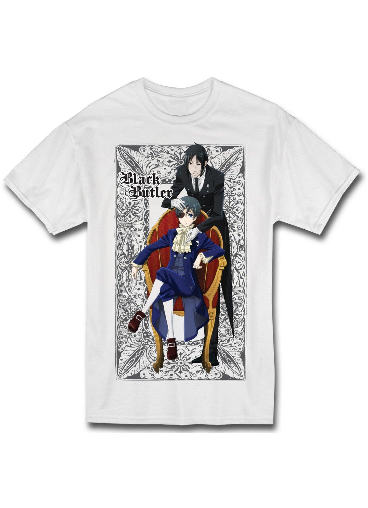 Black Butler Black Sebastian Michaelis With Ciel Phantomhive Seated Men's Sublimation T-Shirt