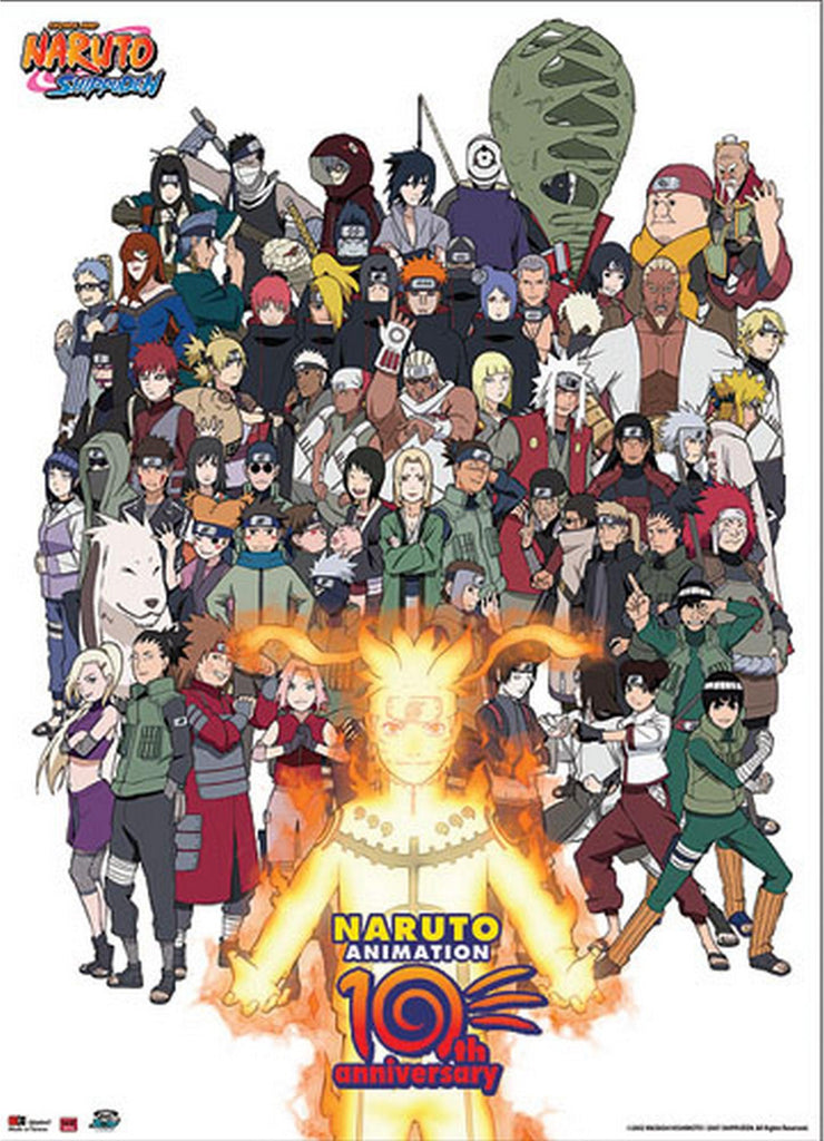 Naruto - Cast 10th Anniversary Wall Scroll - Great Eastern Entertainment