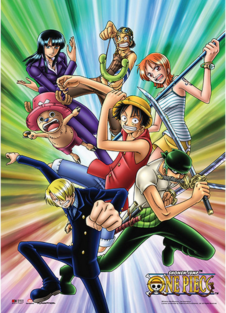 One Piece - Straw Hat Pirates Color Burst Background Wall Scroll - Great Eastern Entertainment