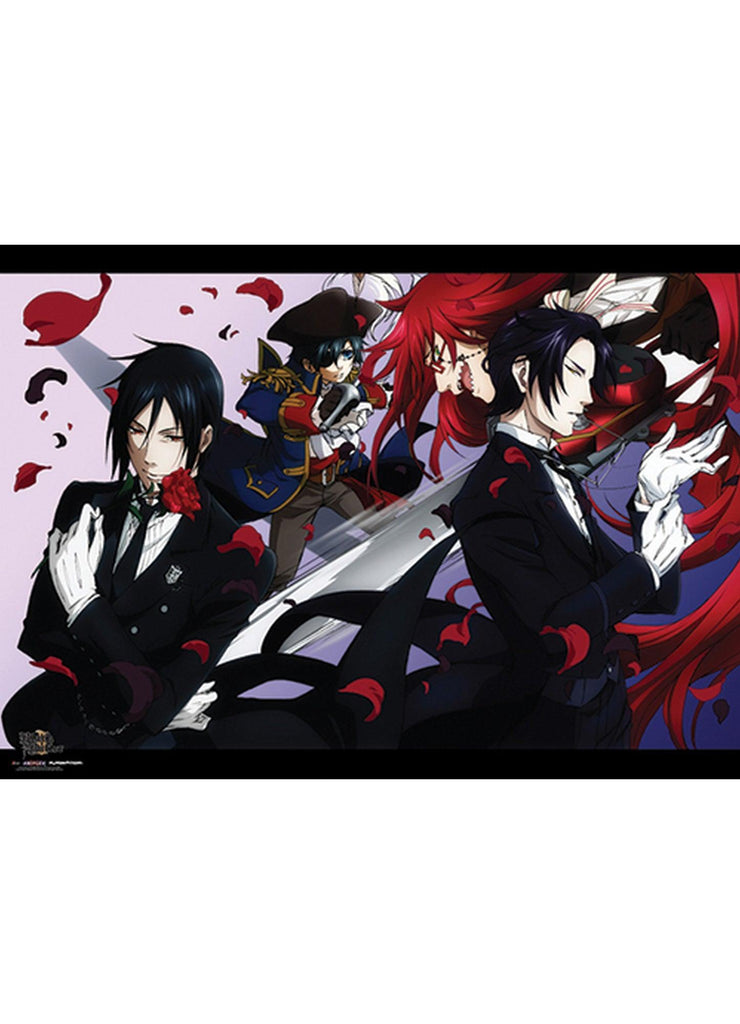 Black Butler 2 - Sebastian Michaelis, Pirate Ciel Phantomhive, Grell Sutcliff, & Claude Faustus Wall Scroll - Great Eastern Entertainment