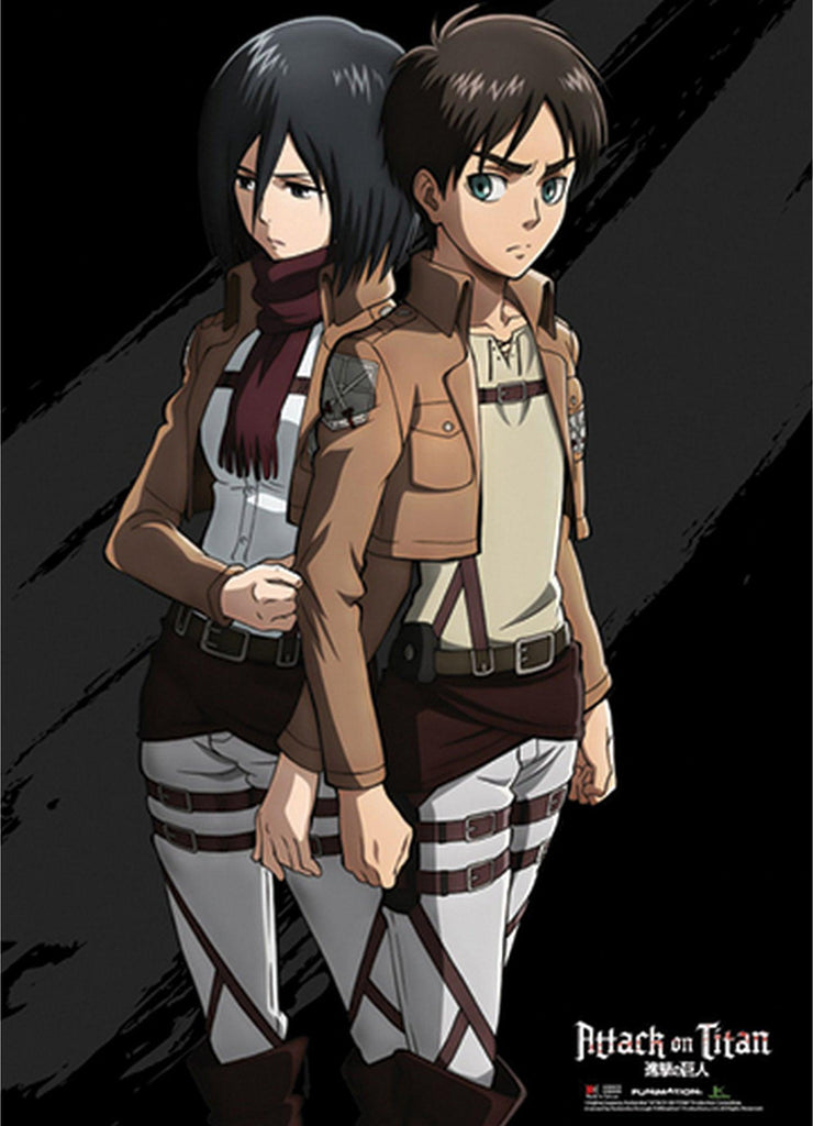 Attack on Titan - Eren Yeager And Mikasa Ackerman Wall Scroll - Great Eastern Entertainment