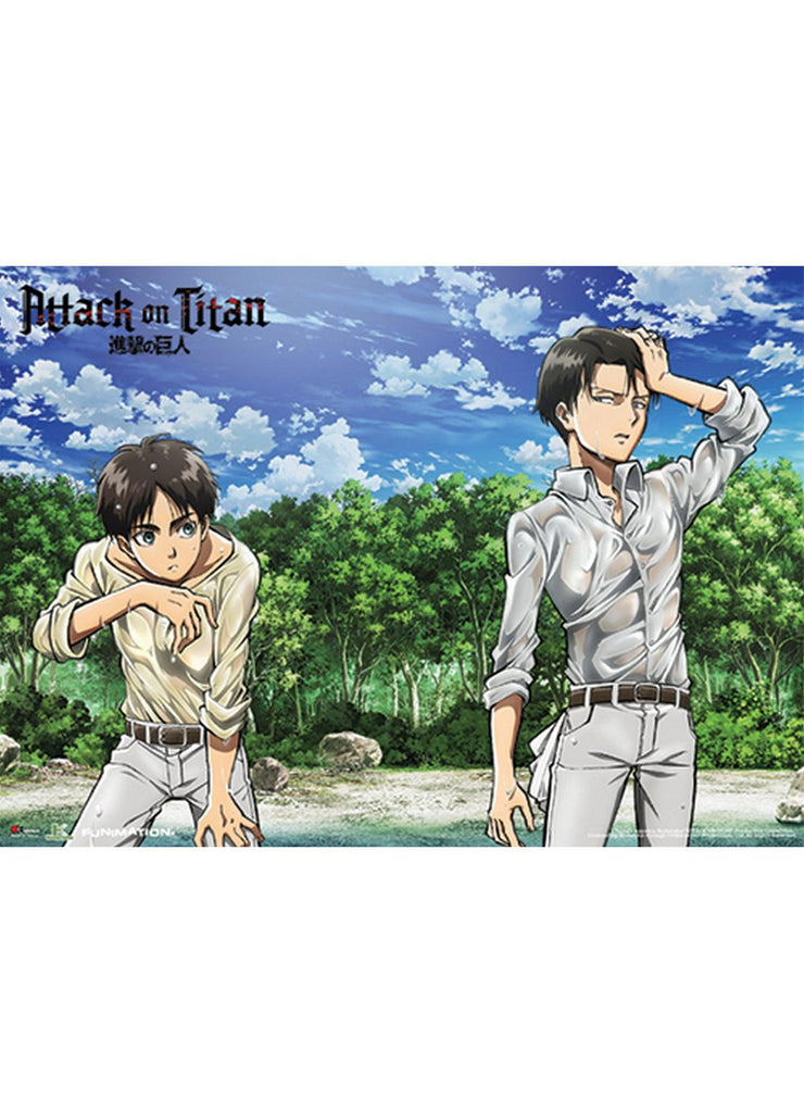 Attack on Titan - Eren Yeager And Levi Ackerman On Shore Wall Scroll - Great Eastern Entertainment