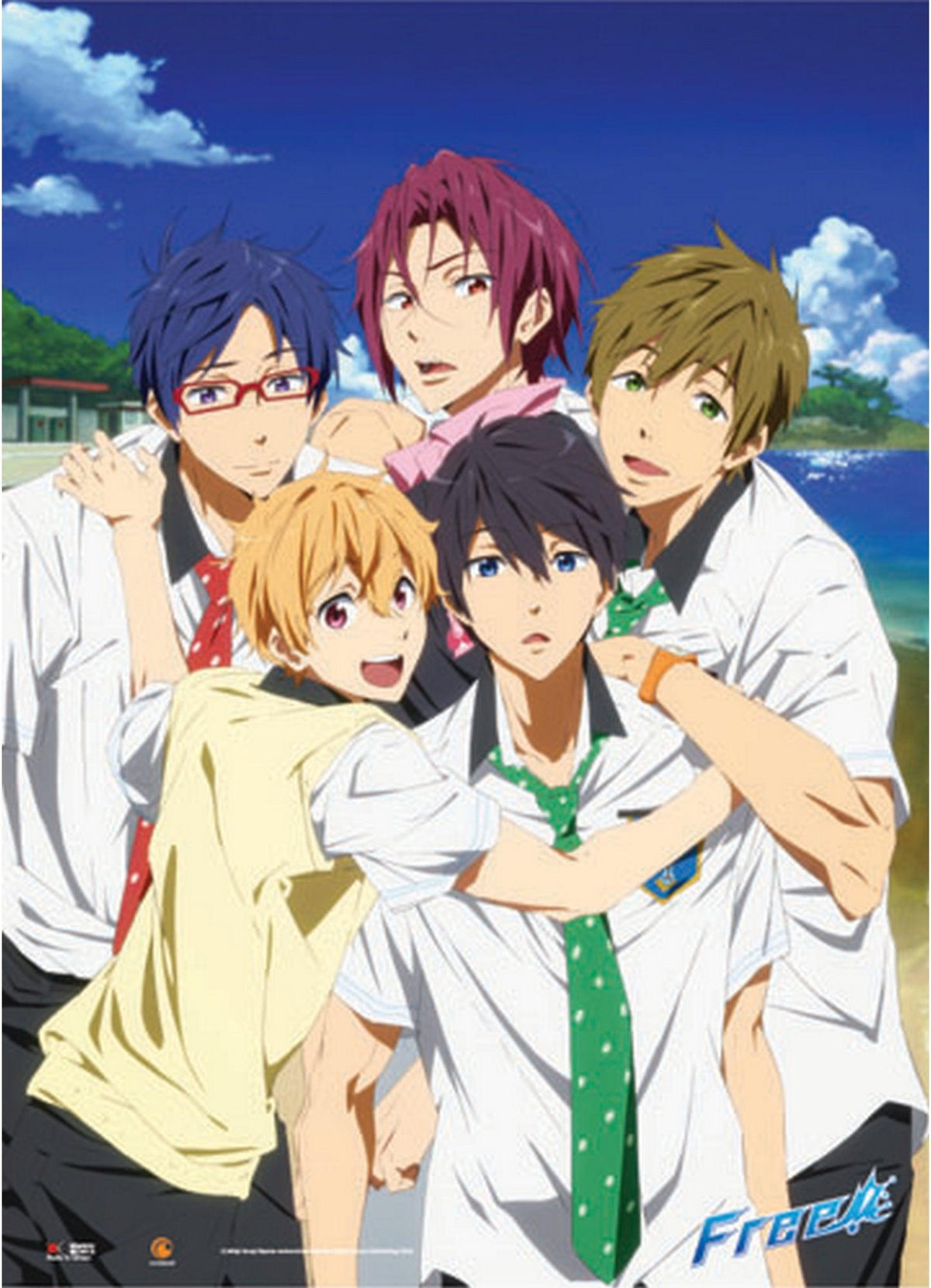 Free! - Nagisa Hazuki, Haruka Nanase, Makoto Tachibana, Rin Matsuoka, & Rei Ryuugazaki Wall Scroll - Great Eastern Entertainment