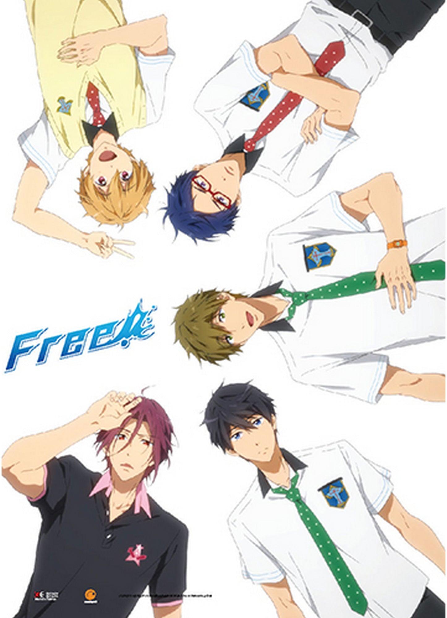 Free! - Rin Matsuoka, Haruka Nanase, Makoto Tachibana,Rei Ryuugazaki And Nagisa Hazuki Wall Scroll - Great Eastern Entertainment