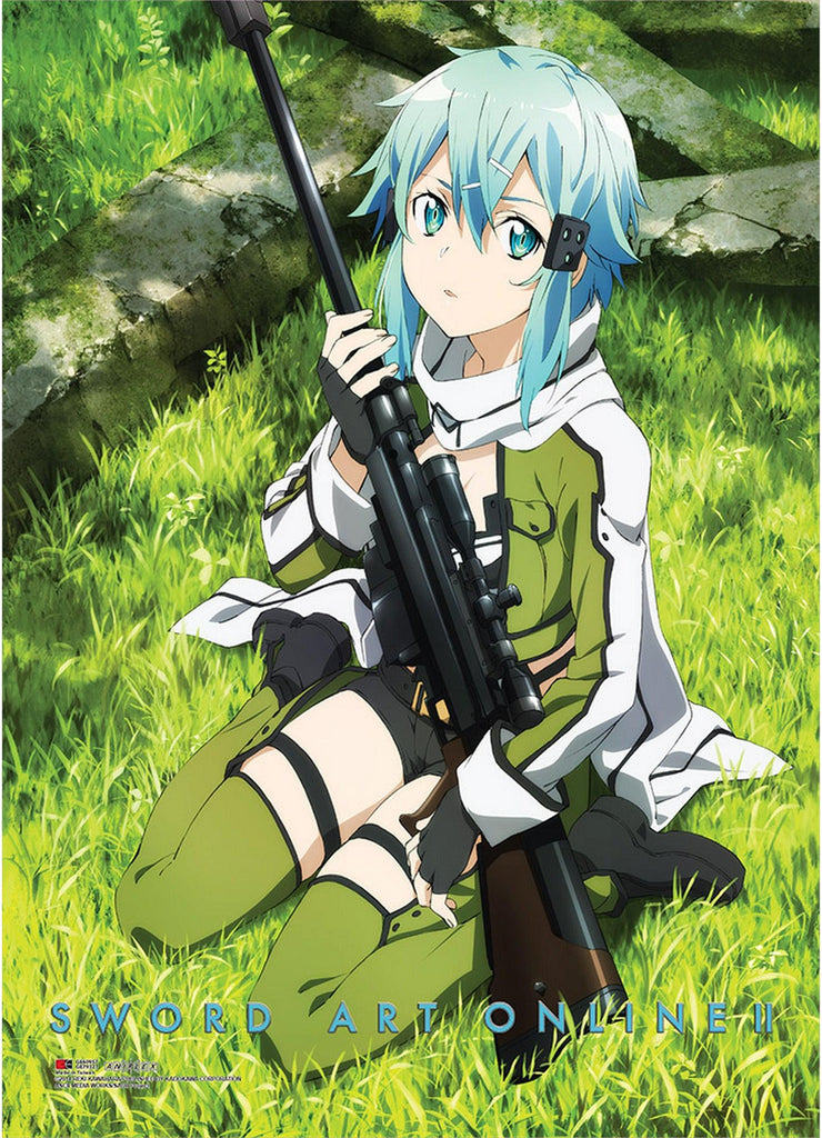 Sword Art Online Ii- Sinon With Gun Pose Wall Scroll