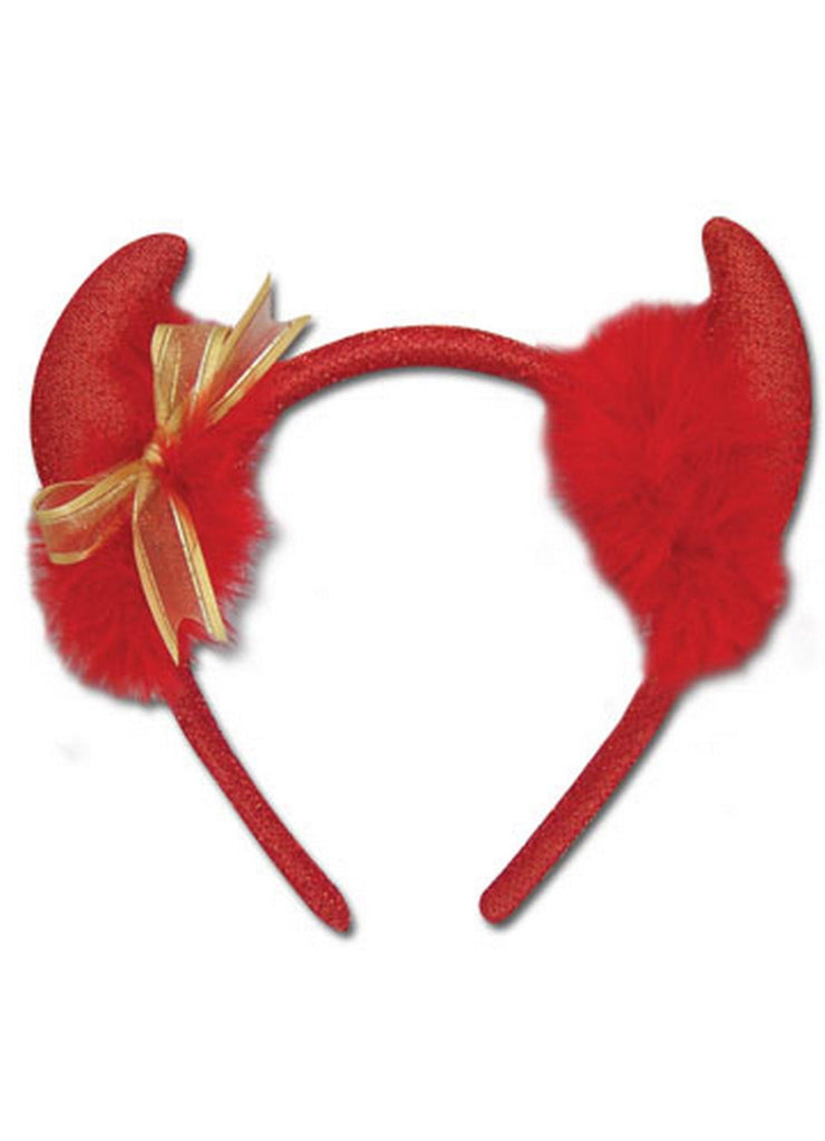 Devil Horn Headband - Devil Gold Ribbon Headband