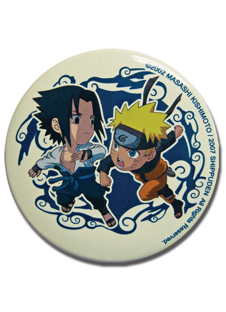 Naruto Shippuden - Sasuke Uchiha And Naruto Uzumaki SD Button 2.1875" - Great Eastern Entertainment