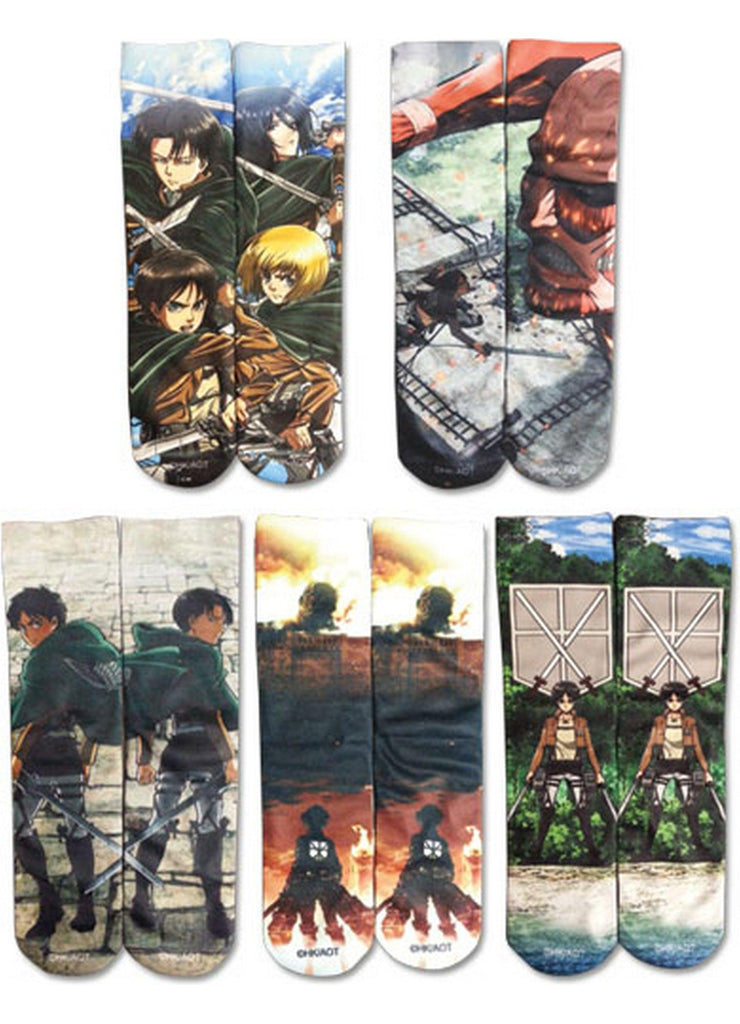 Attack on Titan - Sublimation 5 Pack Socks - Great Eastern Entertainment