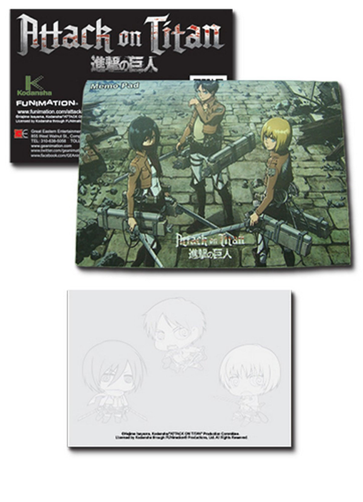 Attack on Titan - Eren Yeager, Mikasa Ackerman, Armin Arlet Memo Pad - Great Eastern Entertainment