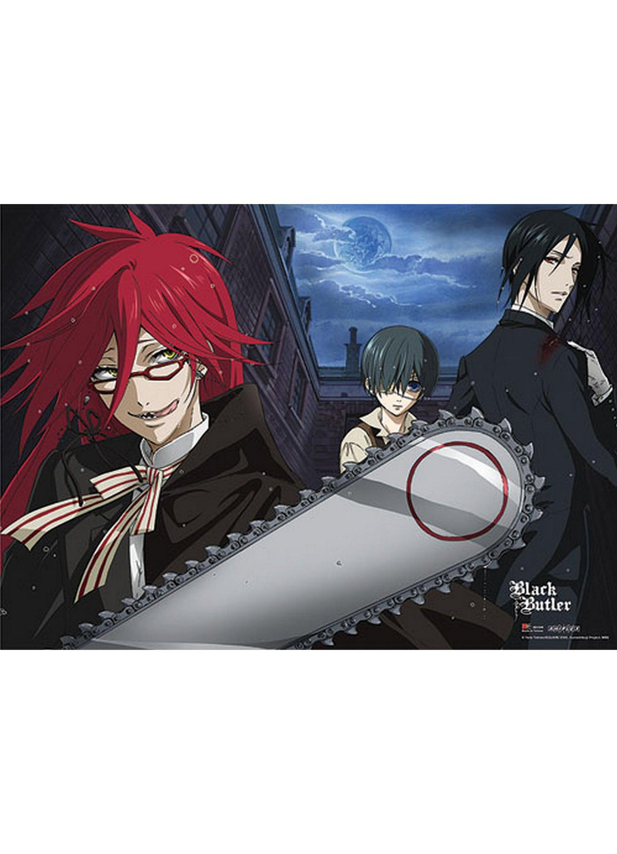 Black Butler - Sebastian Michaelis, Ciel Phantomhive & Grell Sutcliff Fabric Poster - Great Eastern Entertainment